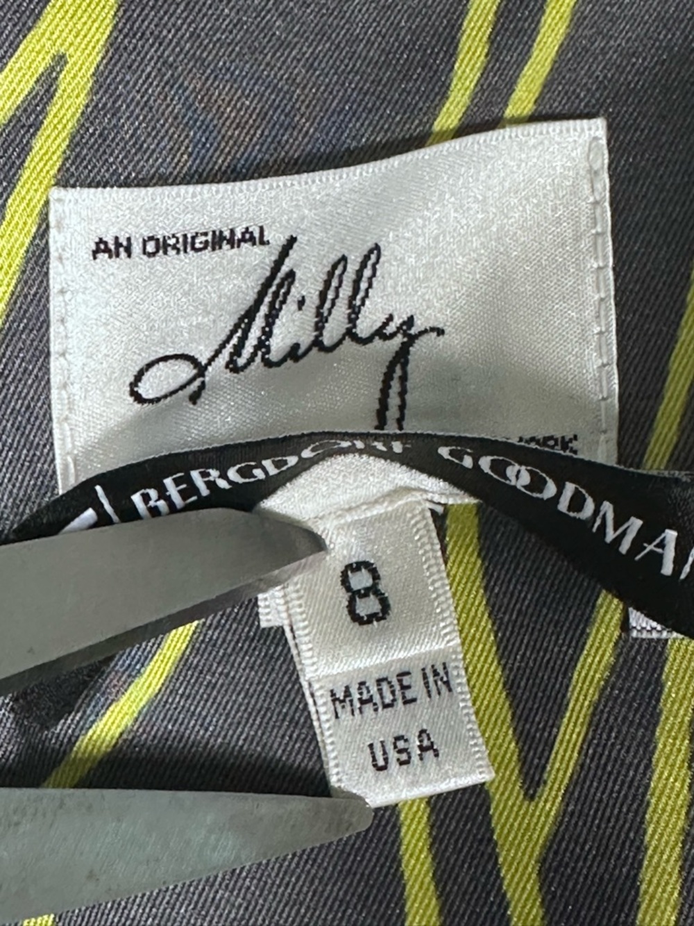 An Original Milly of New York 5F BERGDORF GOODMAN Shift Dress Gray Green Luxury - Picture 13 of 16